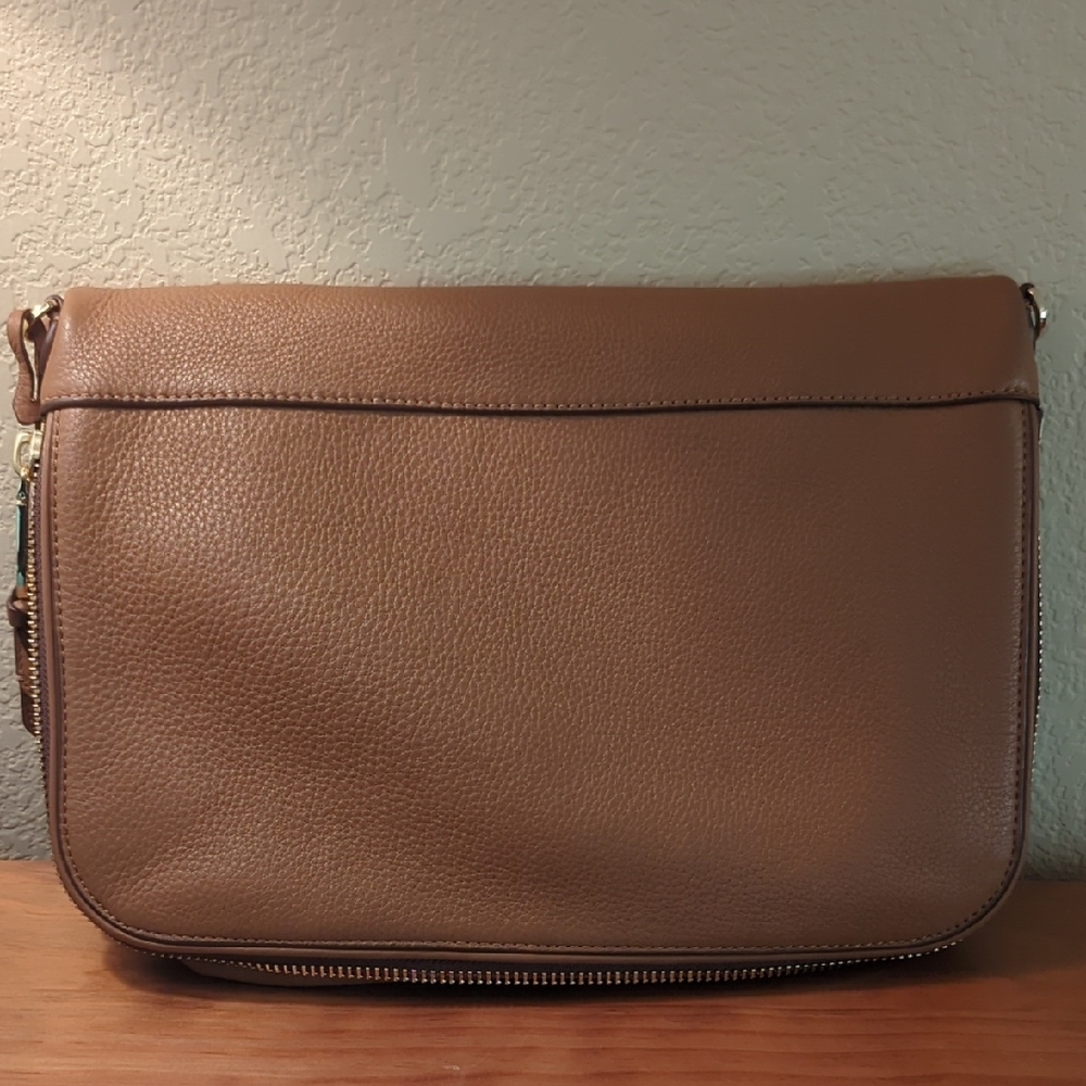 Tory Burch Robinson Pebbled Fold-Over Leather Messenger Bag - Picture 4 of 9